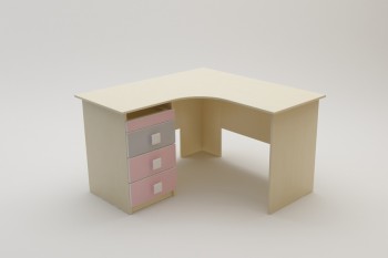 Стол угловой Грэйси (Розовый/Серый/корпус Клен) в Камне-на-Оби - kamen-na-obi.mebel54.com | фото
