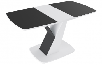 Стол обеденный «Гарда» Тип 1 (Белый/Стекло матовое черный графит) в Камне-на-Оби - kamen-na-obi.mebel54.com | фото