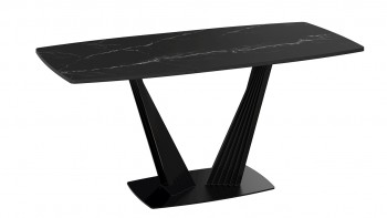 Стол раздвижной «Фабио» Тип 1 (Черный муар/Стекло черное) в Камне-на-Оби - kamen-na-obi.mebel54.com | фото