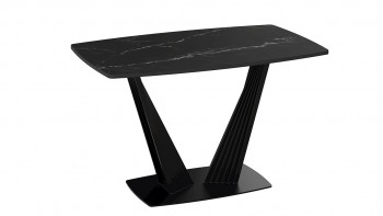 Стол раздвижной «Фабио» Тип 1 (Черный муар/Стекло черное) в Камне-на-Оби - kamen-na-obi.mebel54.com | фото